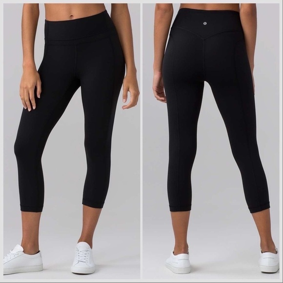 Lululemon Pushing Limits Crop (Nulu 21") Black Sz 4